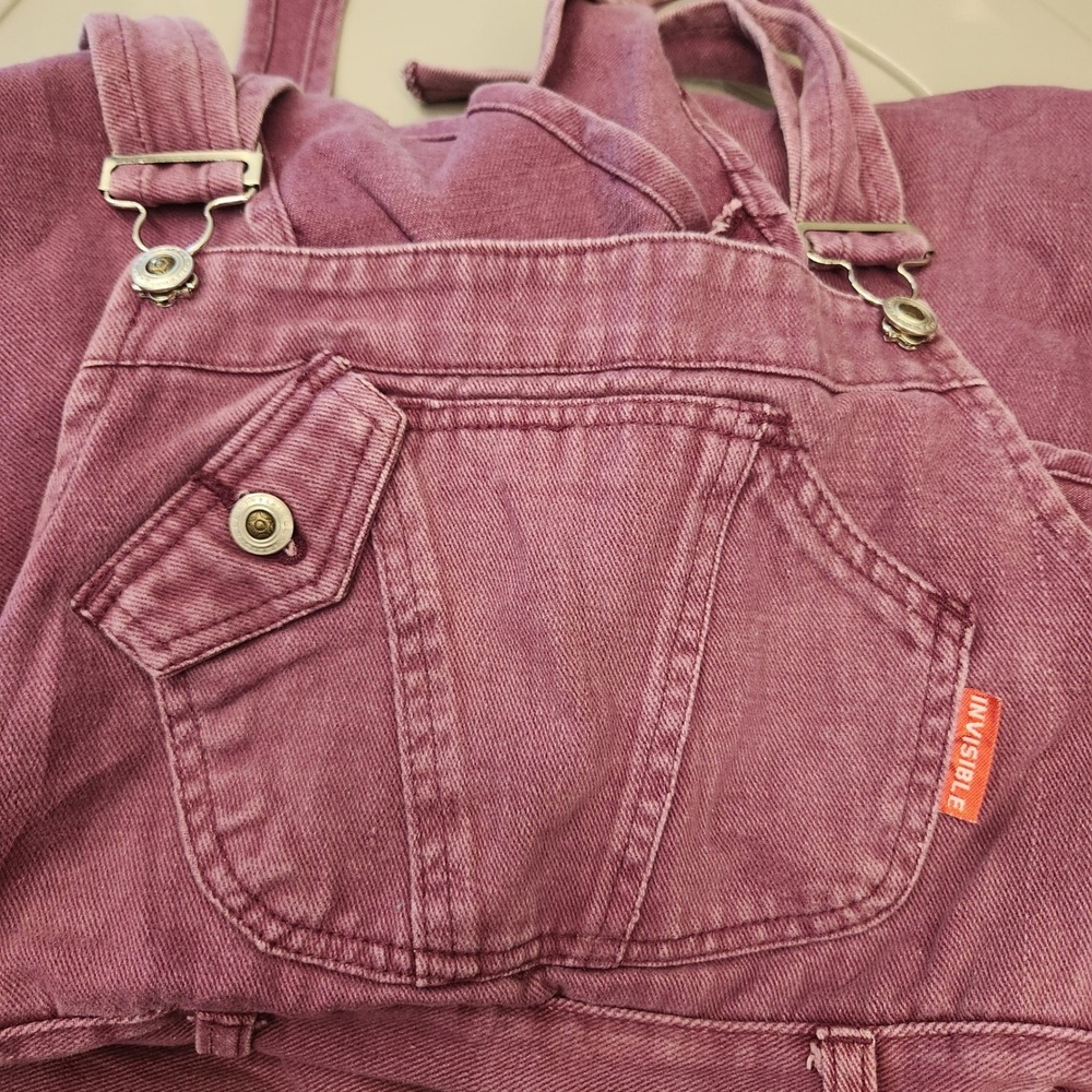 Vintage Purple Denim Overalls Cotton Bib Dungarees Plum Medium - Picture 1 of 6